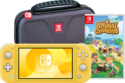 Nintendo Switch Lite Geel + Animal Crossing New Horizons + Bigben Beschermtas Main Image