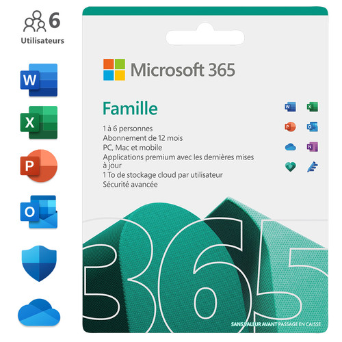 Microsoft Office 365 Famille FR Abonnement 1 an Coolblue avant 2359, demain chez vous