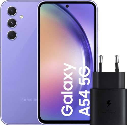 Samsung Galaxy A54 128GB Purple 5G + Samsung Fast Charger Black Main Image