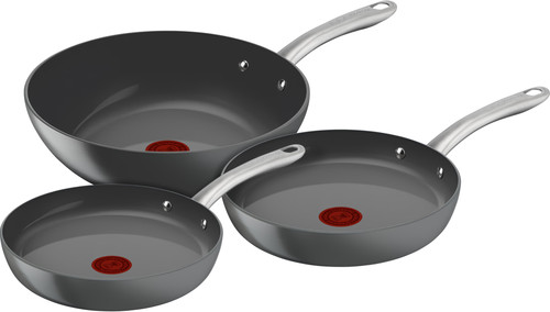 Tefal Renew+ Ceramic Frying Pan Set 24cm + 28cm + Wok 28cm Main Image