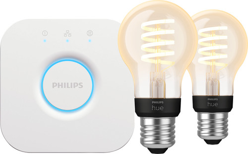 Philips Hue Filament White Ambiance Standard 2-pack + Bridge Main Image