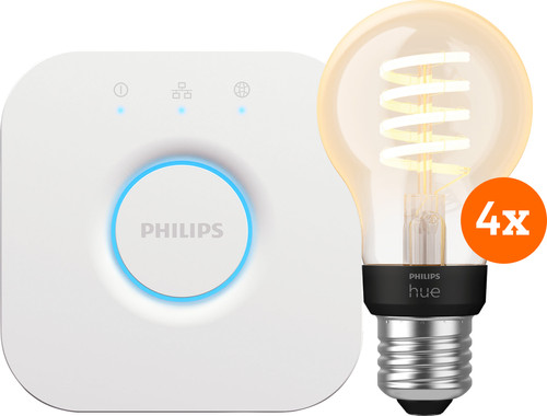 Philips Hue Filament White Ambiance Standaard 4-Pack + Bridge Main Image