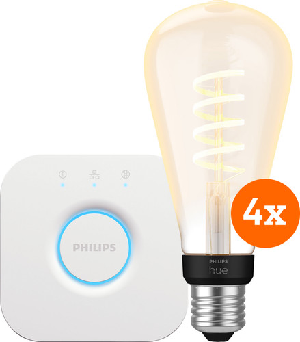 Philips Hue Filament White Ambiance Edison XL 4-Pack + Bridge Main Image