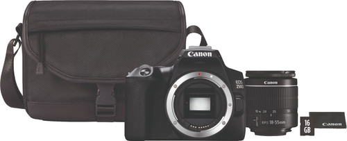 Canon EOS 250D Black + 18-55mm f/3.5-5.6 DC III + Bag + 16GB Memory Card + Cloth Main Image