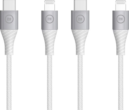 BlueBuilt USB-C to Lightning Cable 1.5m Nylon White Duo Pack Main Image