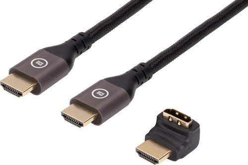 BlueBuilt HDMI Cable 4K 120Hz / 8K 60Hz Nylon 2m + 90° Adapter Main Image