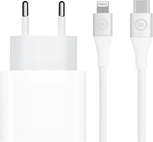 Apple Power Delivery Charger 20W + BlueBuilt Lightning Cable 3m Nylon White Main Image