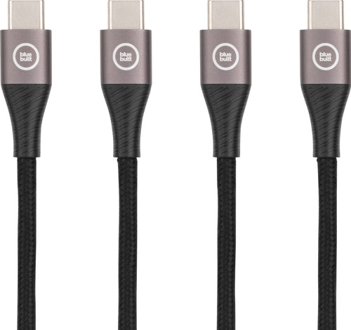 BlueBuilt USB-C vers USB-C Cable 1,5 m Nylon Noir Lot de 2 Main Image