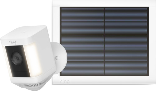 Ring Spotlight Cam Plus - Blanc + USB-C Panneau Solaire Main Image