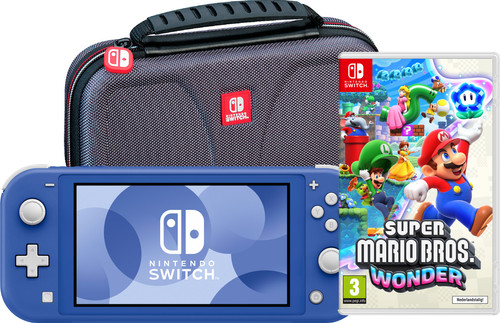 Nintendo Switch Lite Blauw + Super Mario Bros. Wonder + Beschermhoes Main Image