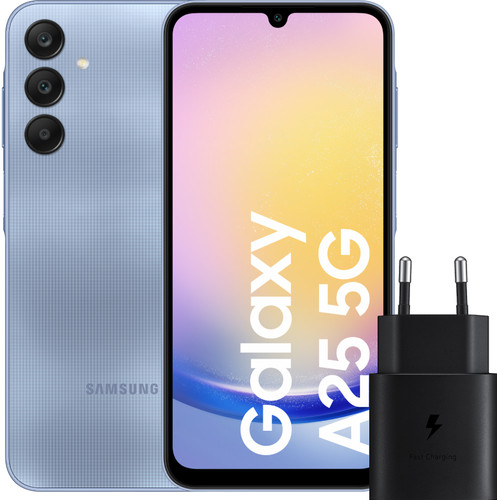 Samsung Galaxy A25 128GB Blue 5G + Samsung Charger 25W Black Main Image