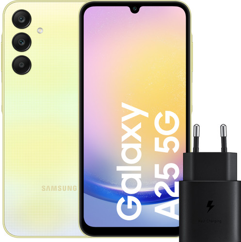 Samsung Galaxy A25 128GB Yellow 5G + Samsung Charger 25W Black Main Image