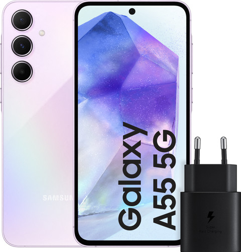 Samsung Galaxy A55 256GB Pink 5G + Samsung 25W Fast Charger Black Main Image