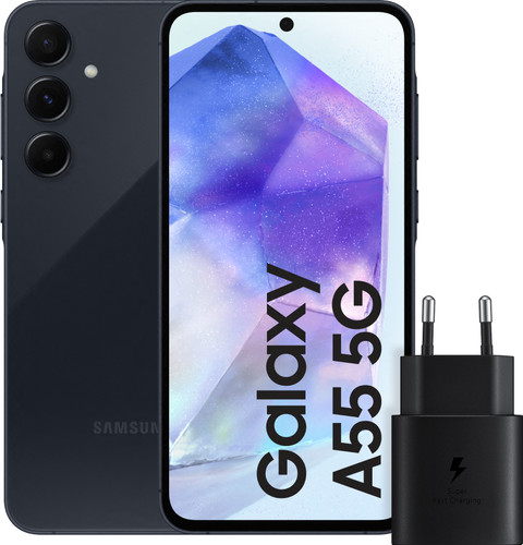 Samsung Galaxy A55 256GB Dark Blue 5G + Samsung 25W Fast Charger Black Main Image