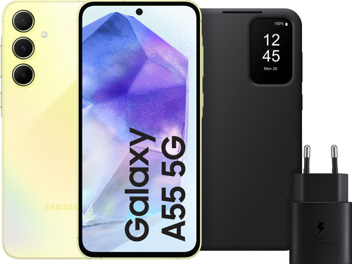 Samsung Galaxy A55 128GB Yellow 5G + Accessory Pack Main Image