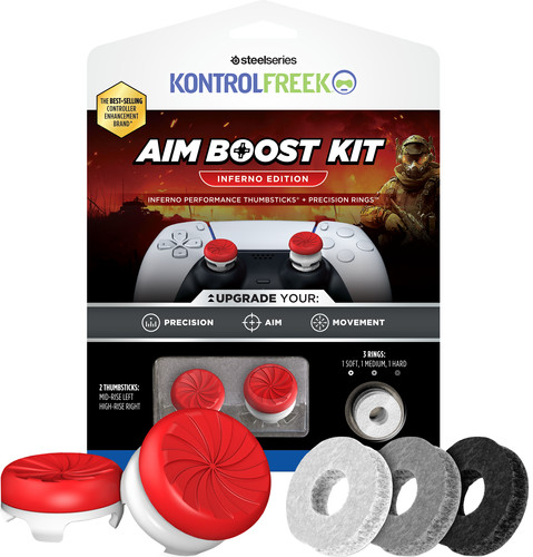 KontrolFreek Inferno AimBoost Appui-pouces + Anneaux de Précision Rouge/Blanc PS5/PS4 Main Image