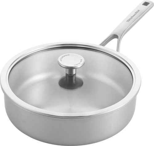KitchenAid Casseruola MultiPly 3 Ply Acciaio Inox 20 Cm 3,11 L - Con Coperchio Vetro, Adatta A Induzione E Forno 220°C