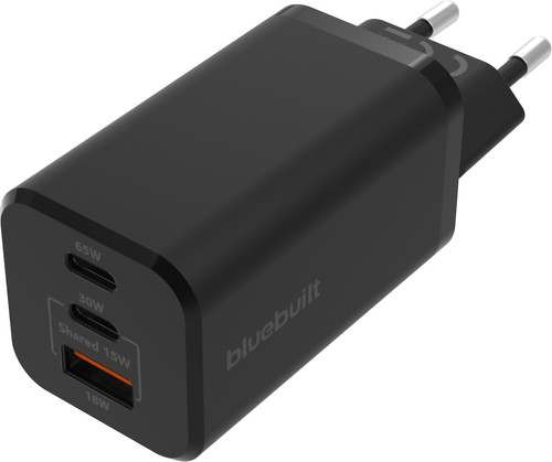 BlueBuilt Power Delivery + Quick Charge Charger with 3 USB Ports 65W Black Main Image