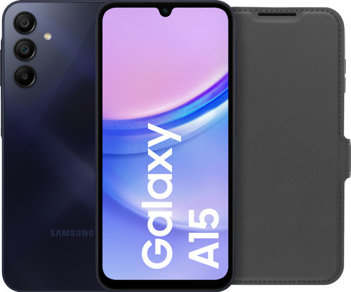 Samsung Galaxy A15 128GB Zwart 4G + BlueBuilt Book Case Zwart Main Image