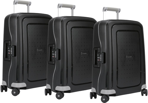 Samsonite S'Cure Spinner 55cm Black Triple Suitcase Set Main Image