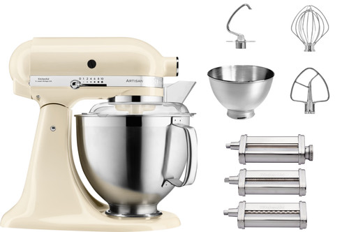 KitchenAid 5KSM185PSEAC Crème + Rouleau à Pâtes et Set de Découpe (3 Pièces) Main Image