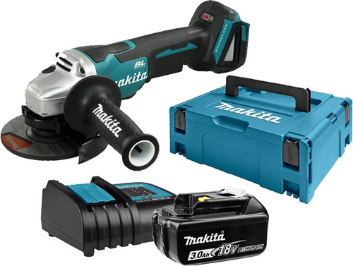 Makita DGA505ZJ + 3,0 Ah accu en lader Main Image