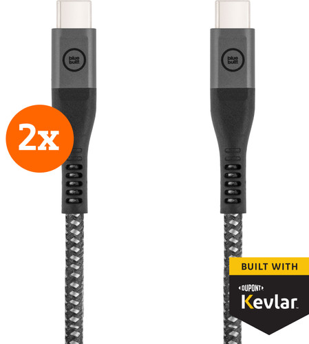 BlueBuilt USB-C to USB-C Cable 1.5m Kevlar Black Duo Pack Main Image