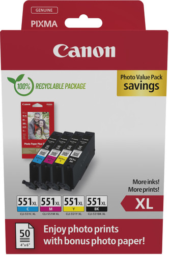 Canon CLI-551XL Cartouches Pack Combiné Main Image