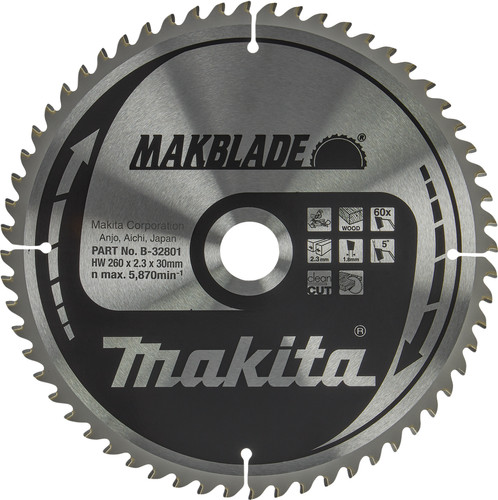 Makita Radial Arm Saw Blade Wood Makblade 260x30x2.3 60T Main Image