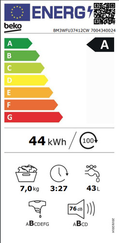 Beko BM3WFU37412CW EnergySpin energielabel