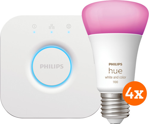 Philips Hue White and Color Starter Pack met 4 lampen + Bridge Main Image