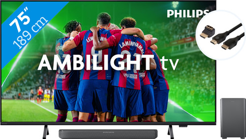 Philips 75PUS8309 - Ambilight (2024) + Soundbar + Hdmi kabel Main Image