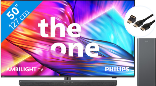 Philips The One 50PUS8909 - Ambilight (2024) + Soundbar + Hdmi kabel Main Image