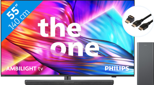 Philips The One 55PUS8909 - Ambilight (2024) + Soundbar + Hdmi kabel Main Image