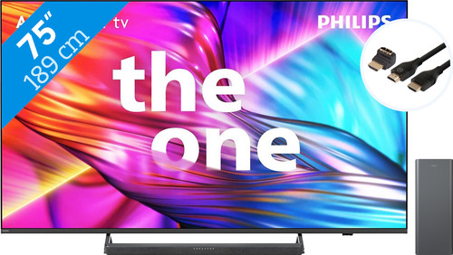 Philips The One 75PUS8909 - Ambilight (2024) + Barre de Son + Câble HDMI Main Image