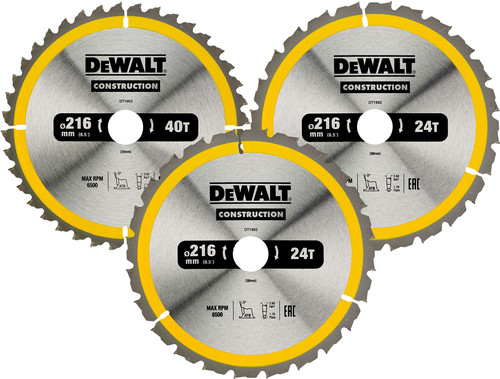 DeWalt Set de Lames pour Scies Circulaires 216 mm 3 pièces 24T (2x), 40T Main Image