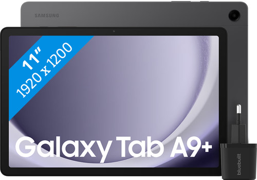 Samsung Galaxy Tab A9 Plus 11 inch 128GB Wifi en 5G Grijs + BlueBuilt Book Case Zwart Main Image