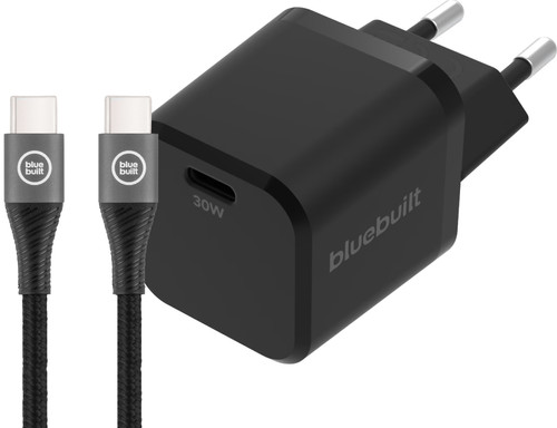 BlueBuilt Chargeur Power Delivery 30 W + Câble USB-C 1,5 m Nylon Noir Main Image