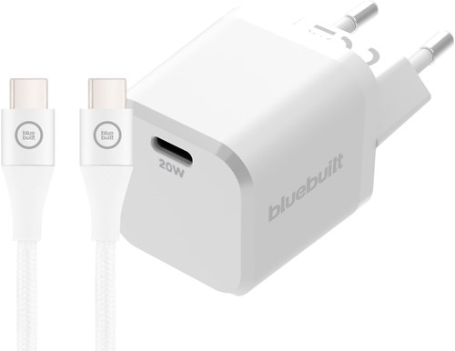 BlueBuilt Chargeur Power Delivery 20 W + Câble USB-C 3 m Nylon Blanc Main Image