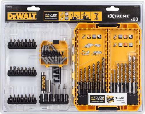 DeWalt 63 Pièces Forets à Béton EXTREME et HSS-G Forets à Métal EXTREME 2 TOUGH CASE Main Image