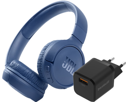 JBL Tune 510BT Bleu + BlueBuilt Chargeur Quick Charge avec Port USB-A 18 W Noir Main Image