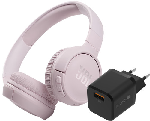 JBL Tune 510BT Rose + BlueBuilt Chargeur Quick Charge avec Port USB-A 18 W Noir Main Image