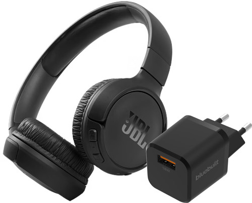 JBL Tune 510BT Noir + BlueBuilt Chargeur Quick Charge avec Port USB-A 18 W Noir Main Image