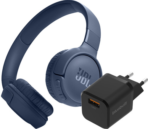 JBL Tune 520BT Bleu + BlueBuilt Chargeur Quick Charge avec Port USB-A 18 W Noir Main Image