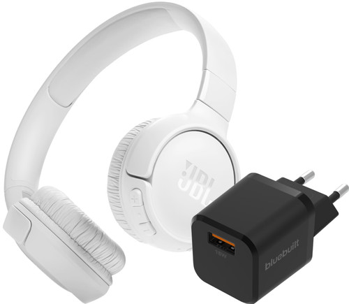 JBL Tune 520BT Blanc + BlueBuilt Chargeur Quick Charge avec Port USB-A 18 W Noir Main Image