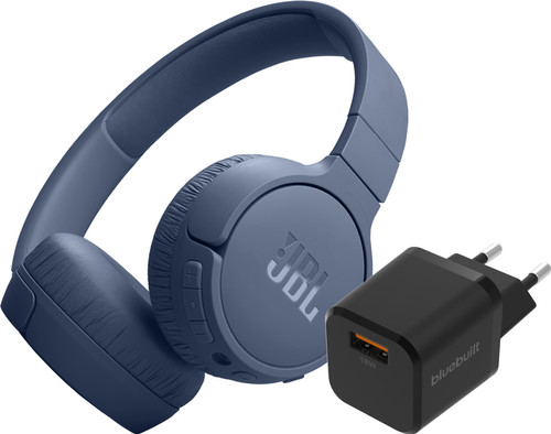 JBL Tune 670NC Bleu + BlueBuilt Chargeur Quick Charge avec Port USB-A 18 W Noir Main Image