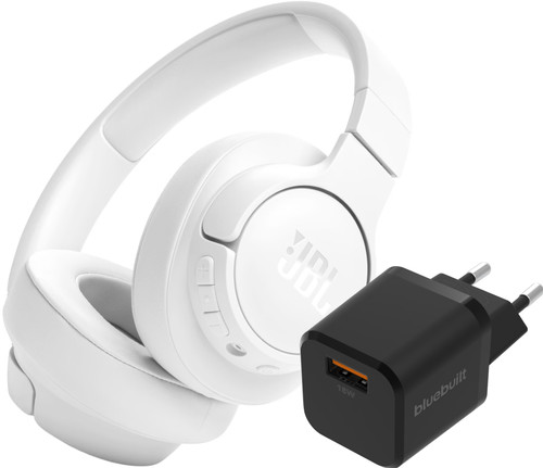 JBL Tune 720BT Blanc + BlueBuilt Chargeur Quick Charge avec Port USB-A 18 W Noir Main Image