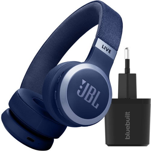 JBL Live 670NC Bleu + BlueBuilt Chargeur Quick Charge avec Port USB Main Image