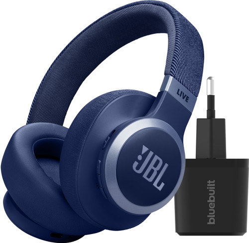 JBL Live 770NC Bleu + BlueBuilt Chargeur Quick Charge avec Port USB Main Image