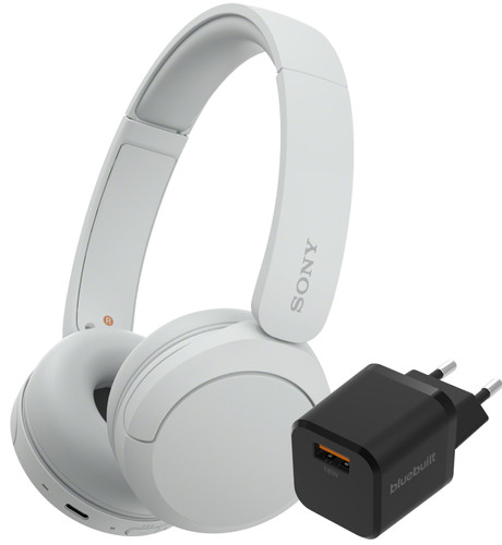 Sony WH-CH520 Blanc + BlueBuilt Quick Charge Chargeur avec Port USB-A 18 W Noir Main Image